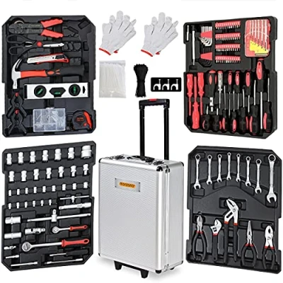Imagen de MONZANA® Set de Herramientas 899 Pzs. Maleta Carrito Portaherramientas Completo Asa Telescópica Ruedas