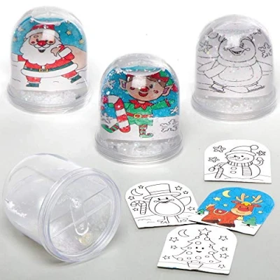 Imagen de Baker Ross AX490 Globos De Nieve para Colorear Paquete 4, Artes Y Manualidades Festivas Actividades Navideñas