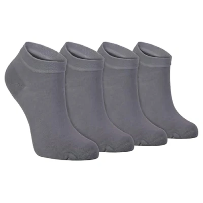Imagen de Sock Snob 4 Pares Hombre y Mujer Quarter Bambu Calcetines Tobilleros (39 45 EU, Gris)