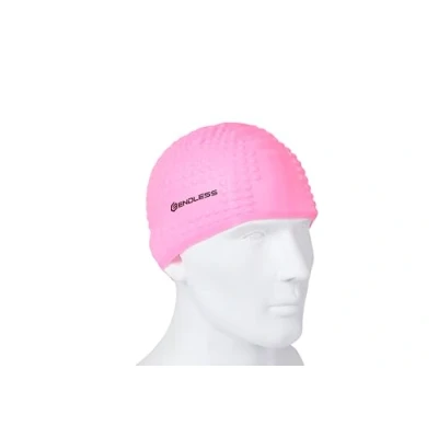Imagen de Endless EL1021 Gorra de natación Silicona cómoda con diseño Burbujas, elástica, Resistente al Agua, para Pelo Largo y Corto Borde Grueso, Adultos, Mujeres Hombres, Color: Rosa,