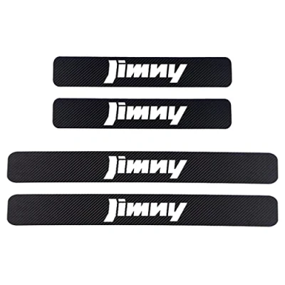 Imagen de 4 Piezas Pegatina Protectora Umbral Puerta Coche, para Suz uki JIMNY, Película Fibra Carbono Antirrayas Estribos Automóviles Decoración Cubierta Pedal Umbral,White
