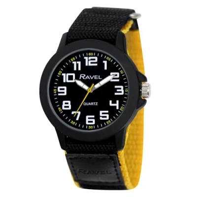 Imagen de Ravel Reloj de Trabajo Moderno para Caballero con Correa Cierre fácil Analógico Cuarzo R1601.65.9 Negro/Reflejos Amarillos