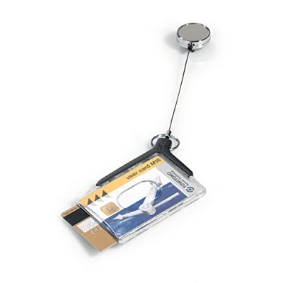 Imagen de Durable 830858 Porta tarjetas de seguridad Card Holder Deluxe Pro Duo, para 2 tarjetas, 54 x 85 mm, longitud la correa 80 cm, antracita, paquete 10, Jojo