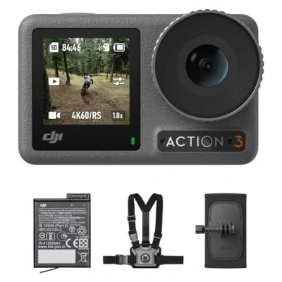 Imagen de DJI Pack de Exteriores Osmo Action 3 4K/120 fps Cámara acción con Soportes Correa Pecho y Mochila para Senderismo Ciclismo, Campo visión superamplio, HorizonSteady
