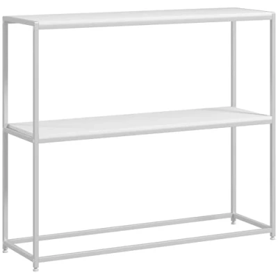 Imagen de HOMCOM Mesa Consola Recibidor de Entrada con Estante Abierto y Estructura Acero Antivuelco para Salón Pasillo 100x30x87 cm Blanco