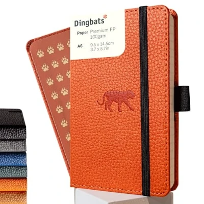 Imagen de Dingbats Wildlife Cuaderno De Bolsillo Cuadriculado, Tigre Anaranjado, A6 Tapa Dura Papel Crema, 100 Gsm, A Prueba Tinta