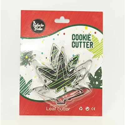 Imagen de Selecto Bake Cortador de galletas acero inoxidable con hoja marihuana 3 piezas