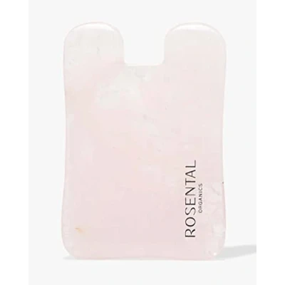 Imagen de ROSENTAL Organics Gua Sha de cuarzo rosa premium, 100% natural y hecho a mano, masaje facial, antienvejecimiento, herramienta elevación drenaje linfático intensivo (Face Yoga Tool)