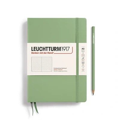 Imagen de LEUCHTTURM1917 361584 Libreta de notas Medium (A5) tapas duras, 251 páginas numeradas, sage, puntos