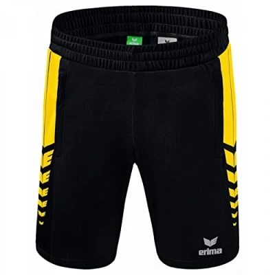 Imagen de ERIMA Hombre Six Wings Pantalón Corto, Negro/Amarillo, XXL