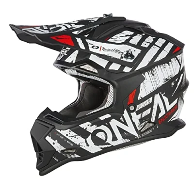 Imagen de O&#039;NEAL Casco de Motocross MX Enduro Norma Seguridad ECE 22.06, Aberturas ventilación para una refrigeración óptima 2SRS Glitch V.23 Adulto Negro Blanco Talla S (55/56 cm)