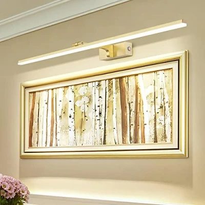 Imagen de MantoLite LED Regulable Lámparas de Pared 18W,81CM Interior Iluminación para Cuadros y Expositores Giratoria Lectura Lámpara,Oro Mate Espejo Apliques Baño 3000K/4500K/6000K