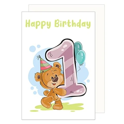 Imagen de Edition Seidel G3372 SW023 Tarjeta de felicitación primer cumpleaños con sobre, diseño Billet Happy Birthday