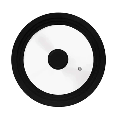 Imagen de Zanetti, Tapa universal de cristal para ollas y sartenes, borde silicona resistente al calor, apto diámetros 22 cm, 24 26 cm