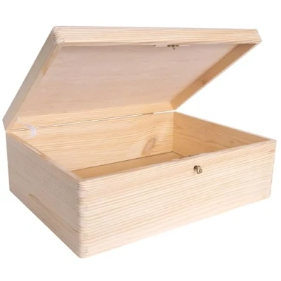 Imagen de Creative DECO XL Grande Caja Madera Decorativa Almacenaje con Tapa y Cierre 40 x 30 14 cm (+/ 1cm) Cofre Decoración Decoupage Navidad Objetos, Juguetes, Documentos EN Bruto SIN LIJAR