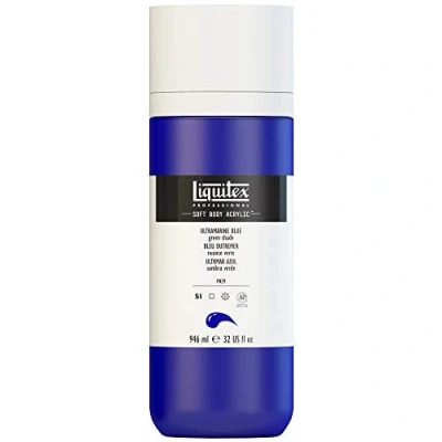 Imagen de Liquitex 1946380 Soft Body Pintura acrílica, color azul ultramarino (tono verde), botella dosificadora de 946 ml