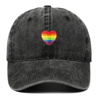 Imagen de TRIXES Gorra Rainbow de Mezclilla Negra Sombrero con Efecto LGBTQIA2s+ Muestra Apoyo y Diversidad