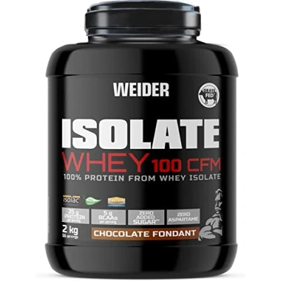 Imagen de Weider Isolate Whey 100CFM. proteina de suero. cero azúcar, aspartamo, con stevia, dygezime, BCAA Isolac. 2000 gr Chocolate