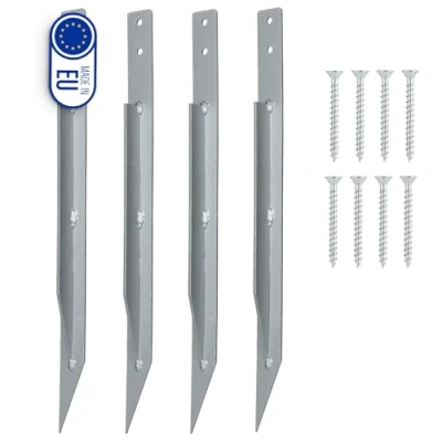 Imagen de Clever Leon Juego de 4 anclajes para columpio anclaje exterior suelo arco rosas, torre juego, seguro jardín, galvanizado, incluye