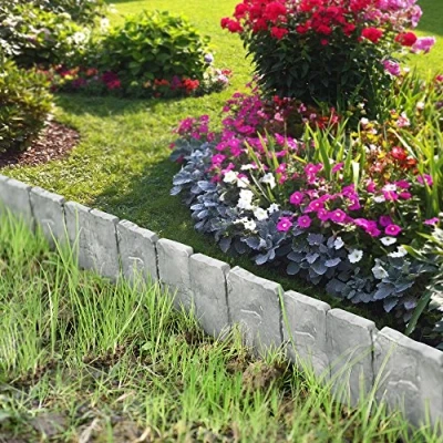Imagen de Empalizada para Jardines Set de80 Unidades Gris con Apariencia de Piedra Longitud 2000cm separadores Frontera Bordes césped