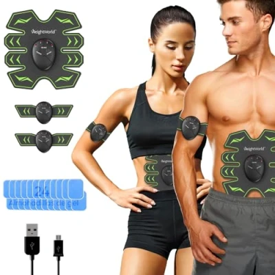 Imagen de Abdominales Electroestimulación, Electroestimulador Muscular para Abdomen, Brazos, Piernas y Glúteos EMS USB Recargable Masajeador Reductor Abdominales, 8 Nodos Tonificador Abs