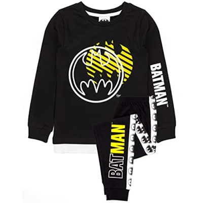 Imagen de DC Comics Batman Pijamas Boys Kids Negro Camiseta de Largo Longitud PJS 9 10 años