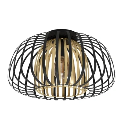 Imagen de Eglo lámpara de techo Encinitos, iluminación salón metal en negro y latón cepillado, luz dormitorio, casquillo E27