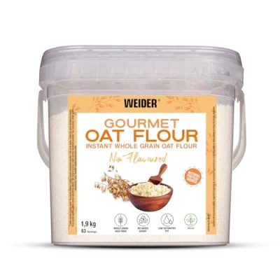 Imagen de Weider Oat Gourmet. Harina de Avena Integral. Fuente proteína con bajo contenido en azúcares. Sabor Neutro (1,9 kg)