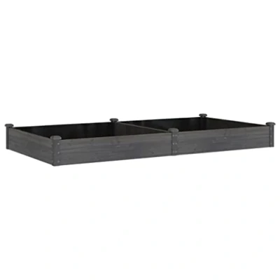 Imagen de vidaXL Jardinera arriate con Forro Madera Abeto Gris 240x120x25 cm