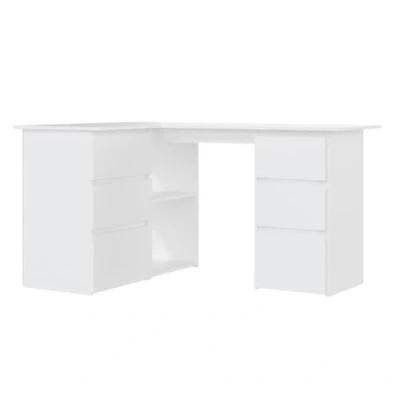 Imagen de vidaXL Escritorio de Esquina Ordenador Trabajo Estudio Ejecutivo Oficina Despacho Mueble Duradera Robusta Estable Madera Contrachapada Blanco