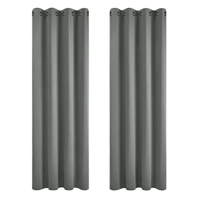 Imagen de Deconovo Cortinas Opacas para Interiores, 2 Piezas, 138 cm de Alto, Modernas con ollados, 132 x (Ancho Alto), Gris Claro