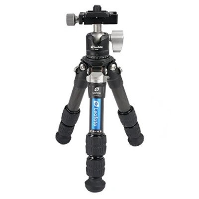 Imagen de Leofoto Ranger Trípode de Carbono con Cabeza esférica Patas Ajustables en 3 ángulos Ideal para fotografía Macro LS 223C+LH 25 Negro