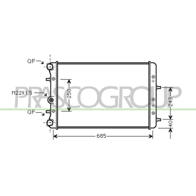 Imagen de PRASCO SK320R002 Radiador, refrigeración del motor Aluminio 630 414 23 Con acoplamientos rápidos Aletas unidas mecánicamente