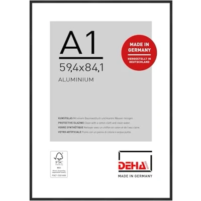 Imagen de DEHA Design marco de aluminio Boston, 59,4x84,1 cm (A1), Anodizado negro mate