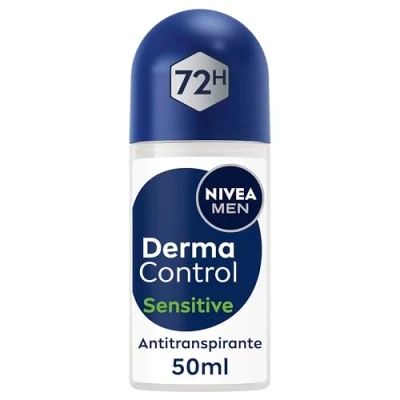 Imagen de NIVEA Derma Control Sensitive Desodorante Antitranspirante para Hombre 72h de Protección contra el Sudor Ácido Hialurónico y Vitamina E No Irrita las Axilas Pieles Sensibles Roll on 50 ml