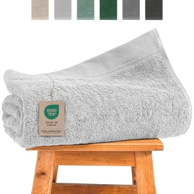 Imagen de Hausfelder Toalla de Ducha 70 x 140 baño Premium 500g/m² 100% algodón, Set Toallas, certificada Ökotex (70 cm Gris Claro)