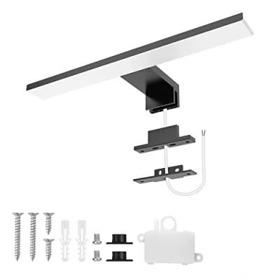 Imagen de Aourow Lampara Espejo baño 5W,300mm 500lm,Blanco Neutral Aplique Luz 4000K y Resistente al Agua IP44 Lámpara de LED para Armario con CLASE II(Negro)