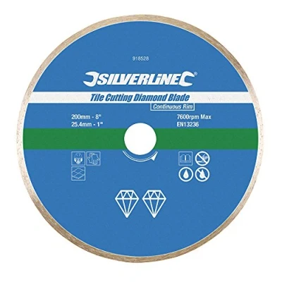 Imagen de Silverline Tools 918528 Disco de Corte Diamantado para Azulejos, Borde Continuo, 200 mm x 25.4