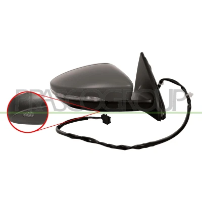Imagen de Espejo retrovisor Prasco Premium VG0557313P derecha imprimado eléctrico calefactable, convexo, con iluminación ambiental VOLKSWAGEN: Passat B7 Variant