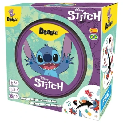 Imagen de Zygomatic Dobble Disney Stitch Juego De Cartas Observación y Velocidad para Niños Adultos a Partir 6 Años 2 8 Jugadores 15 Minutos por Partida Multilenguaje (Incluye Español)