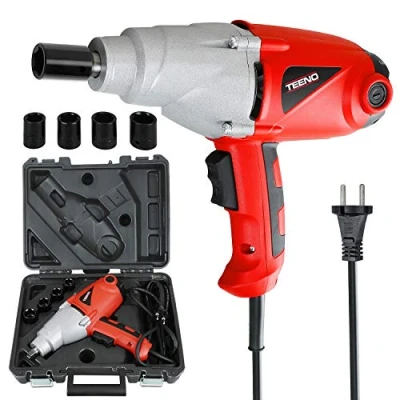Imagen de TEENO Atornillador de impacto 1010 W, 450N.m, taladro atornillado pistola con cable 200 cm, neumático alta potencia 1/2&quot;，Suministrada en caja 4 vasos (17, 19, 21，22 mm)