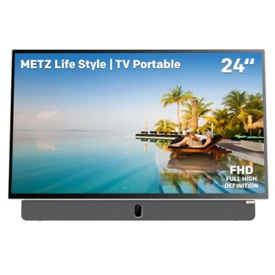 Imagen de Metz TV portátil de 24 Pulgadas con batería 3 Horas duración Companion Series 1080P FHD Smart Google TV, Pantalla Mate, HDR10, Dolby Audio, LED, Bluetooth, Chromecast y Assistant