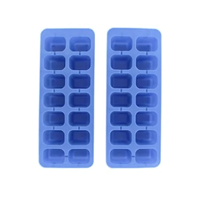 Imagen de Fackelmann, lot de 2 bacs bleus, à capacité, bac pour glaçons Cubitera, unidades, color azul, capacidad, bandeja para 14 cubitos hielo, Plástico