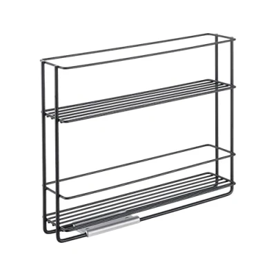 Imagen de Metaltex IN&amp;OUT LAVA Especiero Deslizante 2 Niveles. Acabado TOUCHTHERM color Negro. Dimensiones: 28 x 22 6 cm