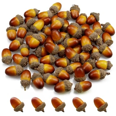 Imagen de Lorigun 50 bellotas Artificiales con Gorro de Bellota Natural Falsa para decoración del hogar, casa, Cocina, navideña, Mesa otoño, Manualidades dispersión (marrón)