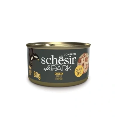 Imagen de Schesir After Dark, Filetes de Pollo, Comida Húmeda Completa para Gatos (12 latas x 80g)