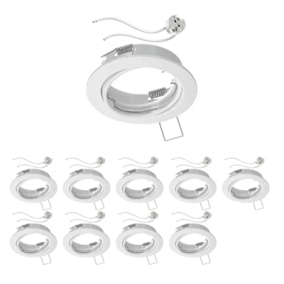 Imagen de ledscom.de 10 piezas marco empotrable de techo FERE blanco mate orientable (LED/Halógeno/MR16/50mm) incl. toma GU5.3