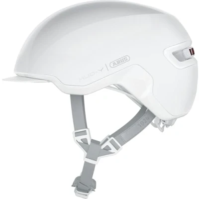 Imagen de ABUS Urban Helmet HUD Y, con luz trasera LED magnética recargable y cierre magnético, casco de bicicleta moderno para uso diario, hombres mujeres, blanco (puristic), talla L