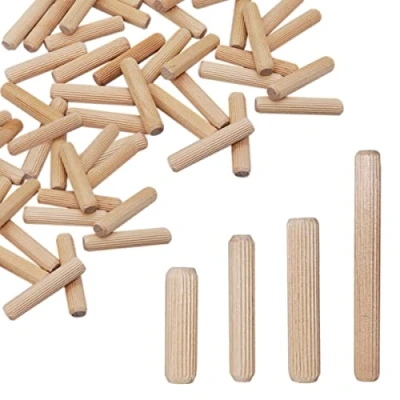 Imagen de SKIR&#039;CO (10 uds) Tacos de Madera 12 x 90 mm, Ranurados, Pasadores Estriados para Muebles, Ranurados