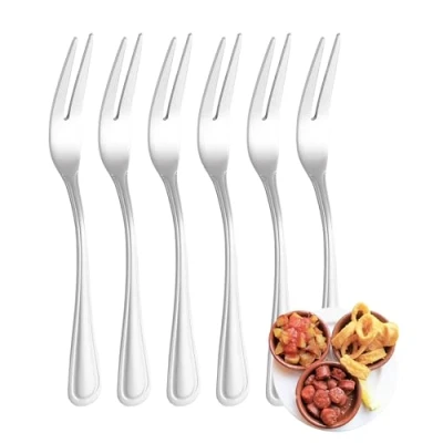 Imagen de YS FAMILY Pack 6 Tenedor de Aperitivo Acero Inoxidable Diseño Línea, Elegancia y Funcionalidad para Cada Ocasión, Cubiertos Alta Gama Hogar Restaurante, 13.3x0.7CM
